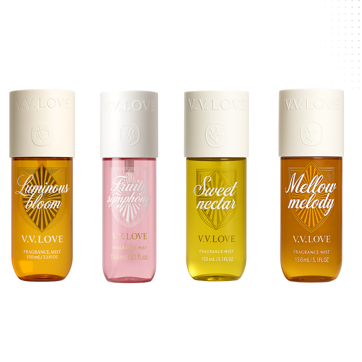 VV love - Pack Luminous Bloom + Fruity Symphony + Sweet Nectar + Mellow Melody - Body Mist para Mujer