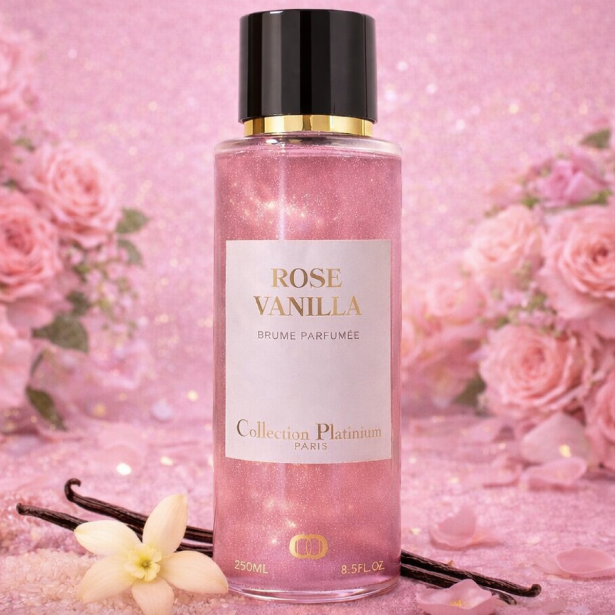 250ml Collection Platinium - Rose Vanilla - Brume Parfumée pailletée