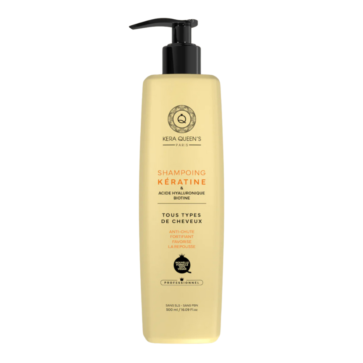 500 ml Kera Queen's - Shampoing Kératine Acide Hyaluronique-Biotine