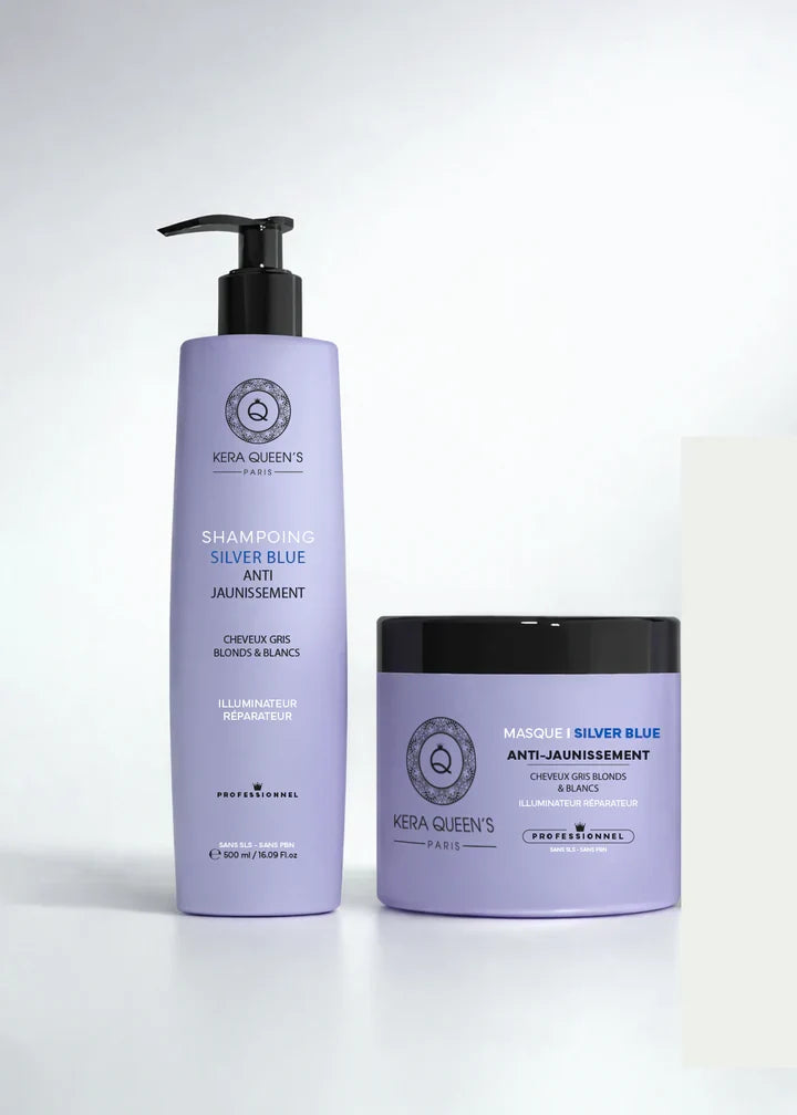 Kera Queen's - Silver Blue anti jaunissement Champú 500ml + Mascarilla 500ml
