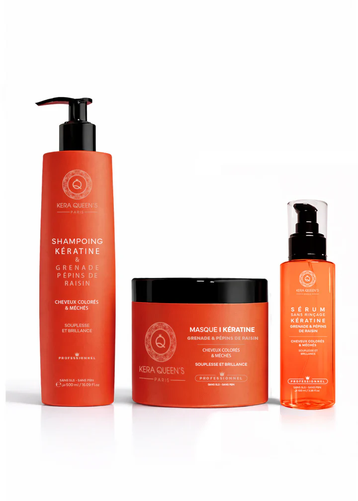 Kera Queen's - Grenade Pépins de Raisin - Shampoing 500ml + Masque 500ml + Sérum 100ml