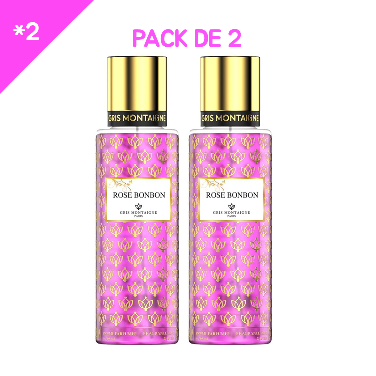 250ml * 2 Gris Montaigne - Rose Bonbon - Fragrance Brume