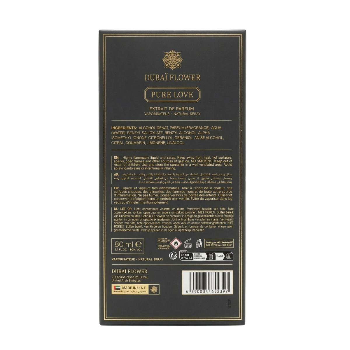 100ml Dubaï Flower - Pure Love - Extrait de Parfum Mixte Mixte