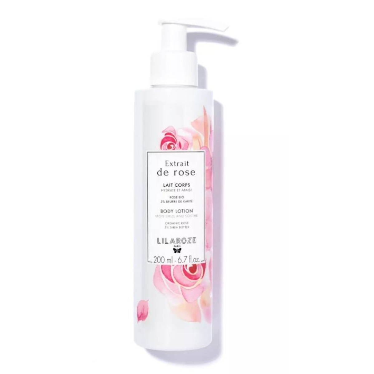 200ml Lilaroze Paris -  Lait Corps Extrait de Rose Hydrate et Apaise beurre de karité