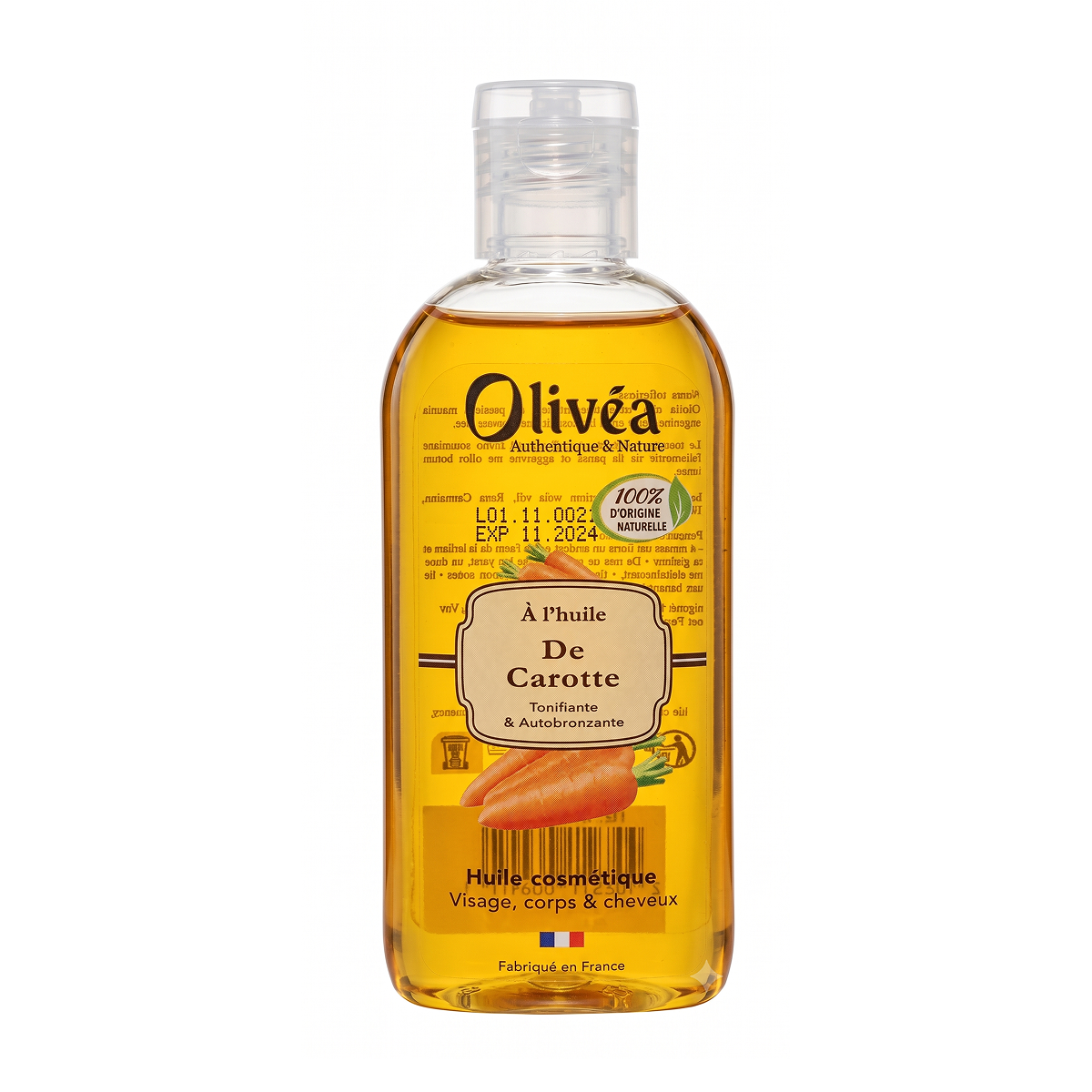 100 ml Olivéa - Huile de Carotte - Huile Tonifiante & Autobronzante