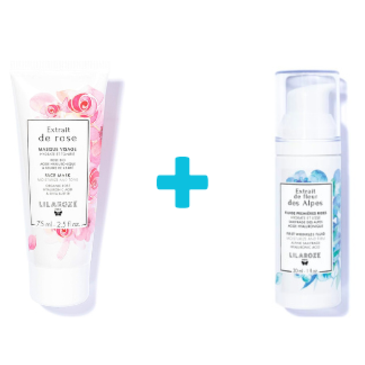 Lilaroze Paris - Pack Mascarilla Facial Extracto de Rose Hydrate et Tonifie + Fluide Première Rides Extracto de Fleur Des Alpes Hydrate et Lisse Acide Hyaluronique