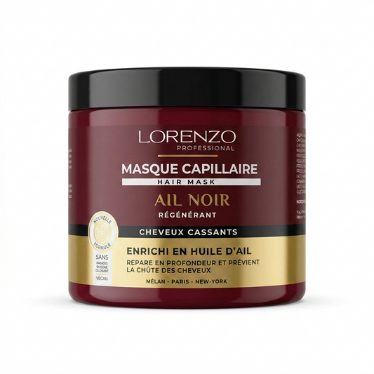 500ml Lorenzo Professional - Ail Noir - Masque Capillaire Cheveux Cassants