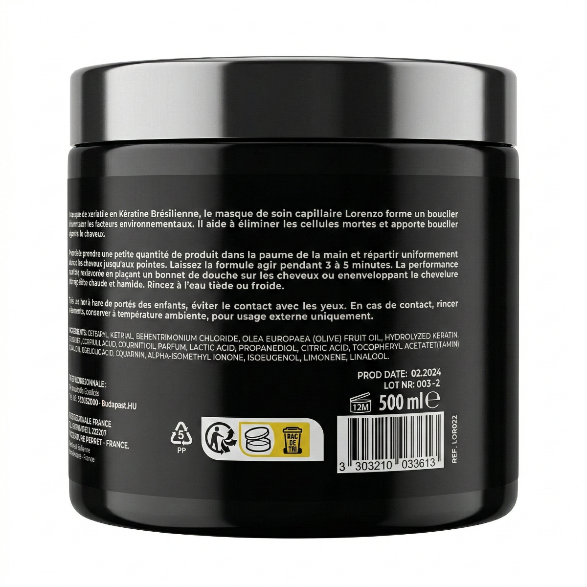 500ml Lorenzo Professional - Masque Capillaire Keratine Bresilienne 500ml