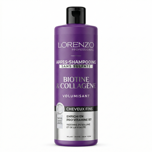 500ml Lorenzo Professional - Biotine et Collagene - Aprés-Shampooing Cheveux Fins
