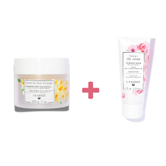Lilaroze Paris - Pack Exfoliante Corporal Extracto de Azahar BIO + Exfoliante Facial Extracto de Rosa Exfolia y Suaviza