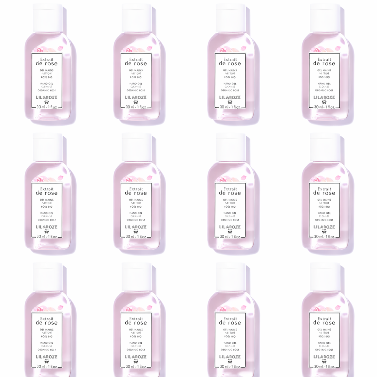 24 * 30ml Lilaroze Paris - Gel de Manos Limpiador Extracto de Rose