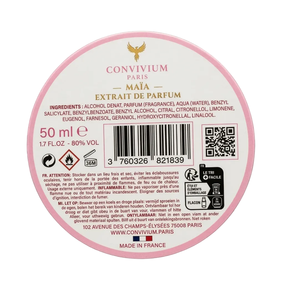 50ml Convivium Paris - Maïa - Extrait de Parfum Mixte