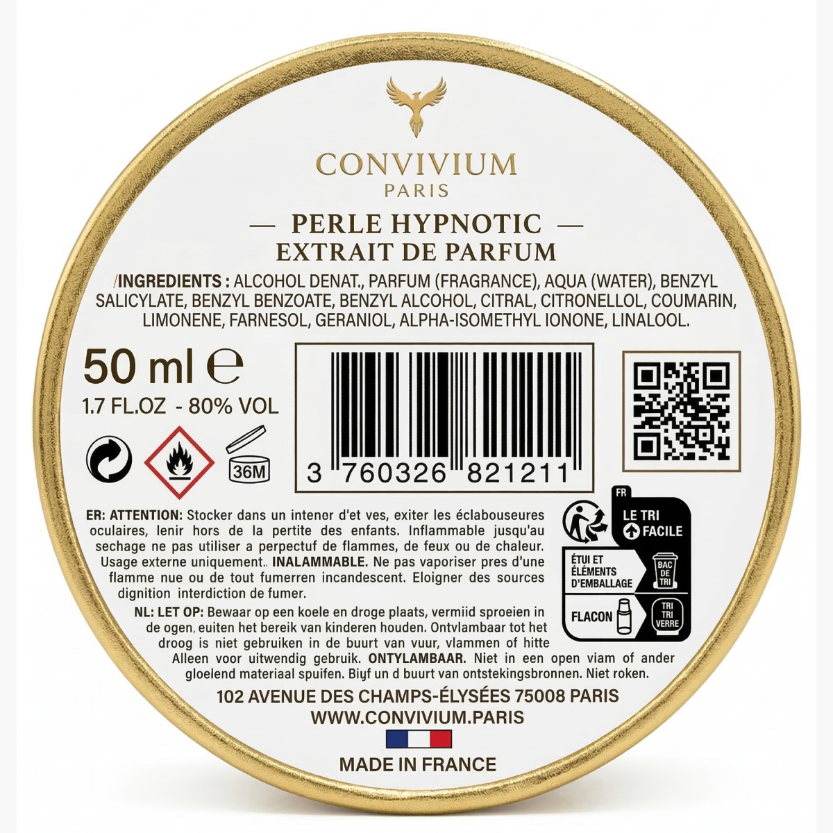 Convivium Paris - Perle Hypnotic - Extracto de Perfume Unisex