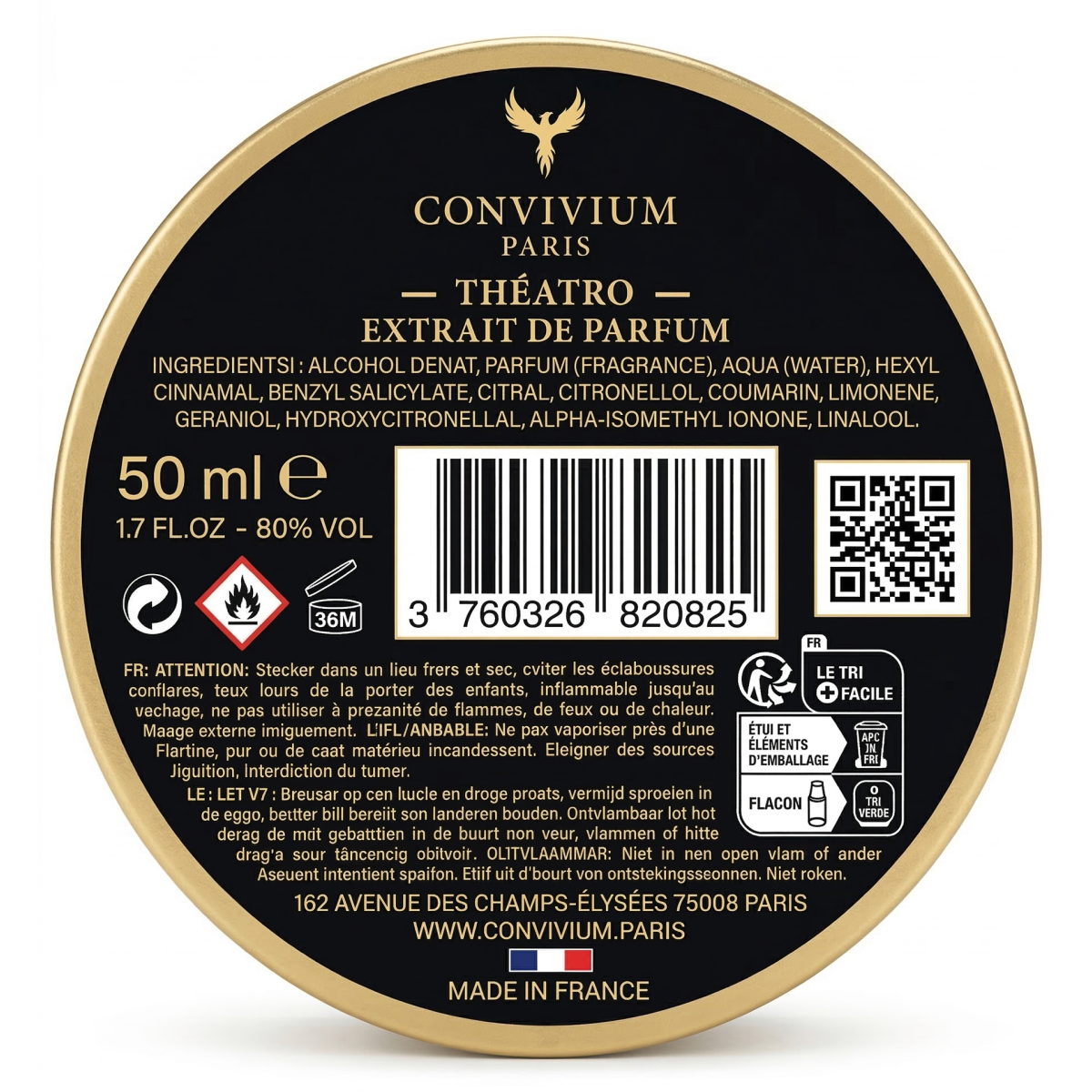 50ml Convivium Paris - Théatro - Extrait de Parfum Mixte
