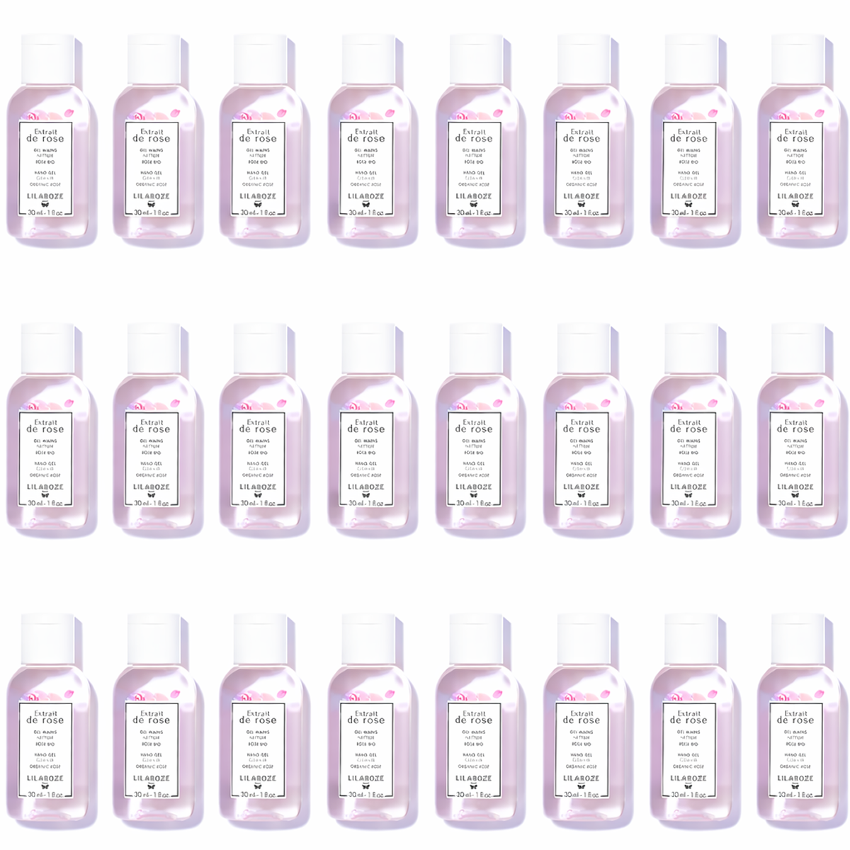 24 * 30ml Lilaroze Paris - Gel de Manos Limpiador Extracto de Rose