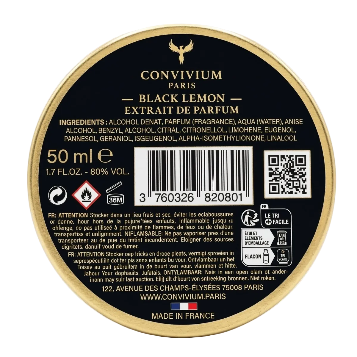 50ml Convivium Paris - Black Lemon - Extrait de Parfum Mixte