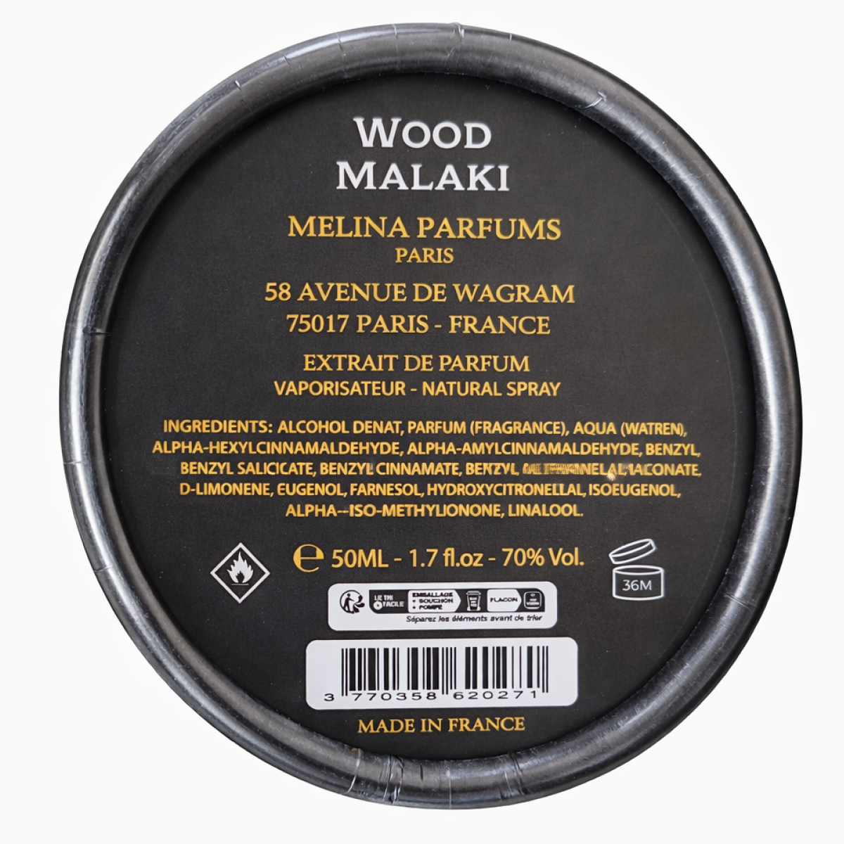 50ml Melina Parfums - Wood Malaki - Extrait de Parfum Mixte