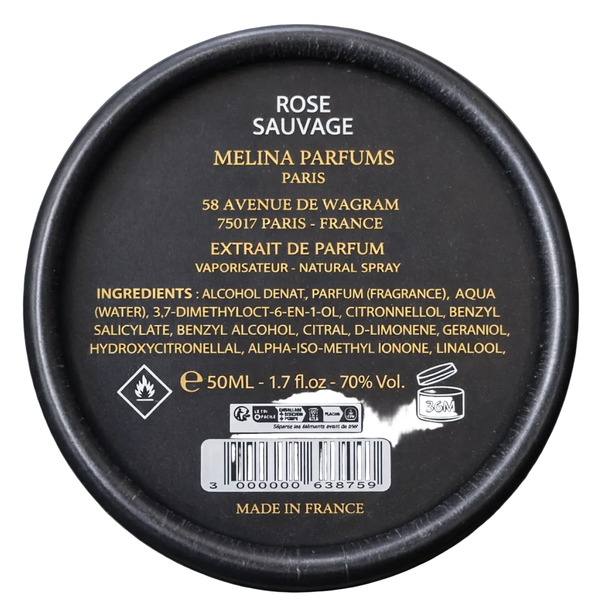 50ml Melina Parfums - Rose Sauvage - Extrait de Parfum pour femme