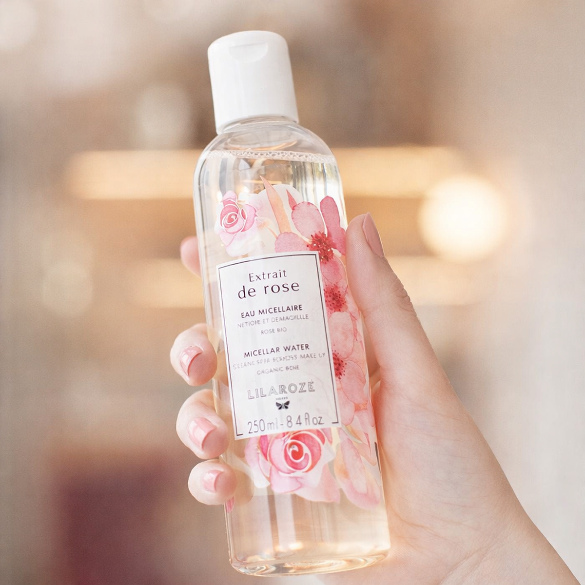 250ml Lilaroze Paris - Eau Micellaire Extrait de Rose Nettoie et Démaquille Bio
