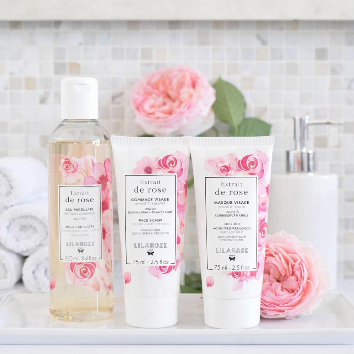 75ml Lilaroze Paris - Masque Visage Extrait de Rose Hydrate et Tonifie