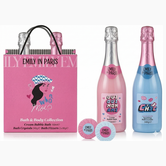 Emily in Paris - Bath & Body Collection - Estuche Cream Bublle Bath, Bath Crystals & 2 x Bath Fizzers
