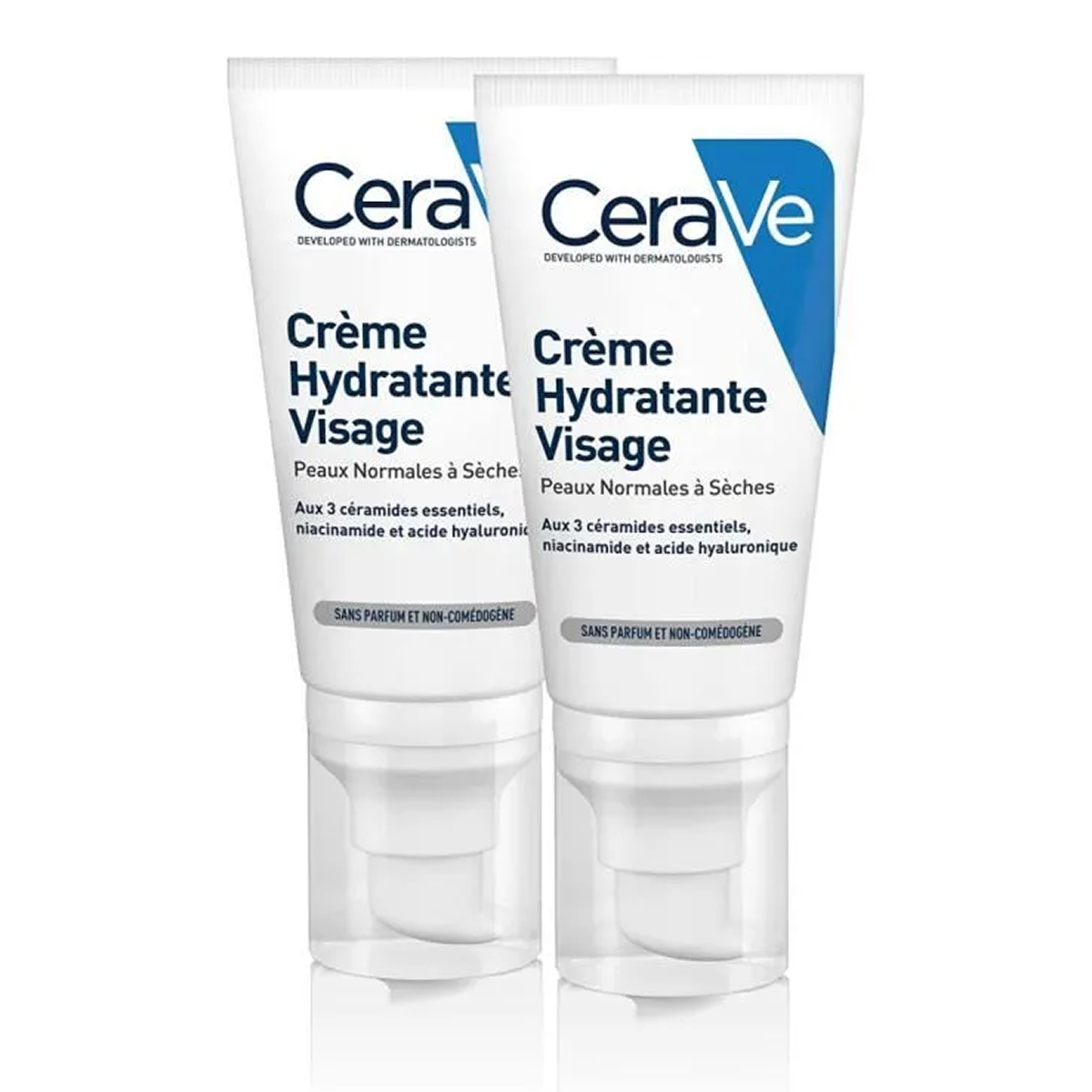2*52ml CeraVe - Crème Hydratante Visage Niacinamide, Acide Hyaluronique Peau Normale à Sèche