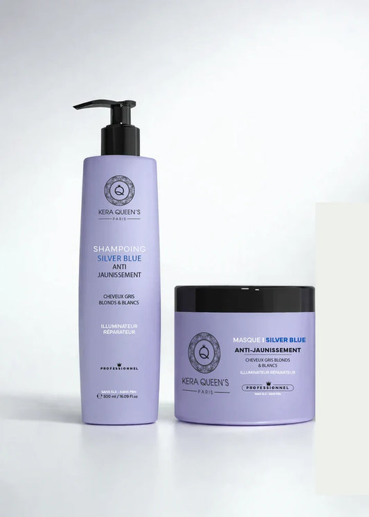 Kera Queen's - Silver Blue anti jaunissement Champú 500ml + Mascarilla 500ml