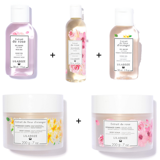 Lilaroze Paris - Pack Soin Complet Cuerpo et Mains aux Extraits de Fleur d'Oranger et Rose