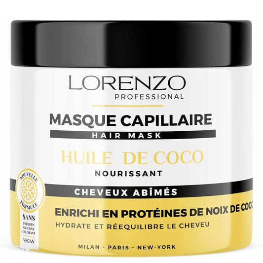 500ml Lorenzo Professional - Huile Coco - Masque Capillaire cheveux abîmés