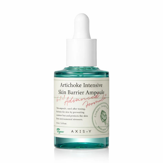 Premium commercial studio shot of the AXIS-Y Artichoke Skin Barrier Ampoule dropper bottle (referenced from image_46bda2.jpg). Front-facing composition, perfectly centered and standing upright. Professional bright and soft diffused lighting showcases the flawless turquoise transparency of the glass bottle and the minimalist clean design of the white pipette top. High-end Korean skincare e-commerce branding style, pristine and sophisticated. Aspect ratio 1:1, size 1200x1200px. (gpt-image-1.5)