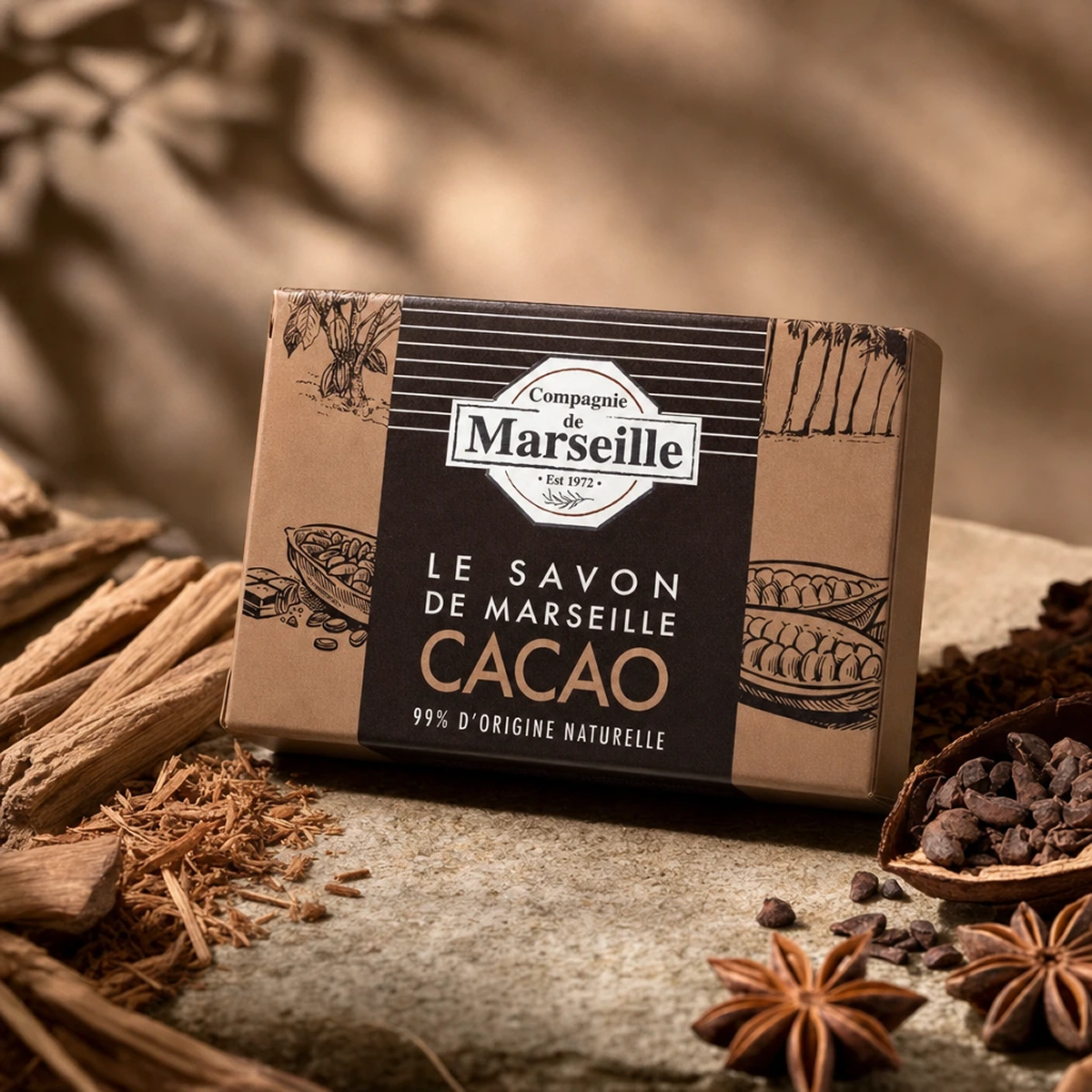 Compagnie de Marseille - Cacao - Savon de Marseille 99% d'Origine Naturelle
