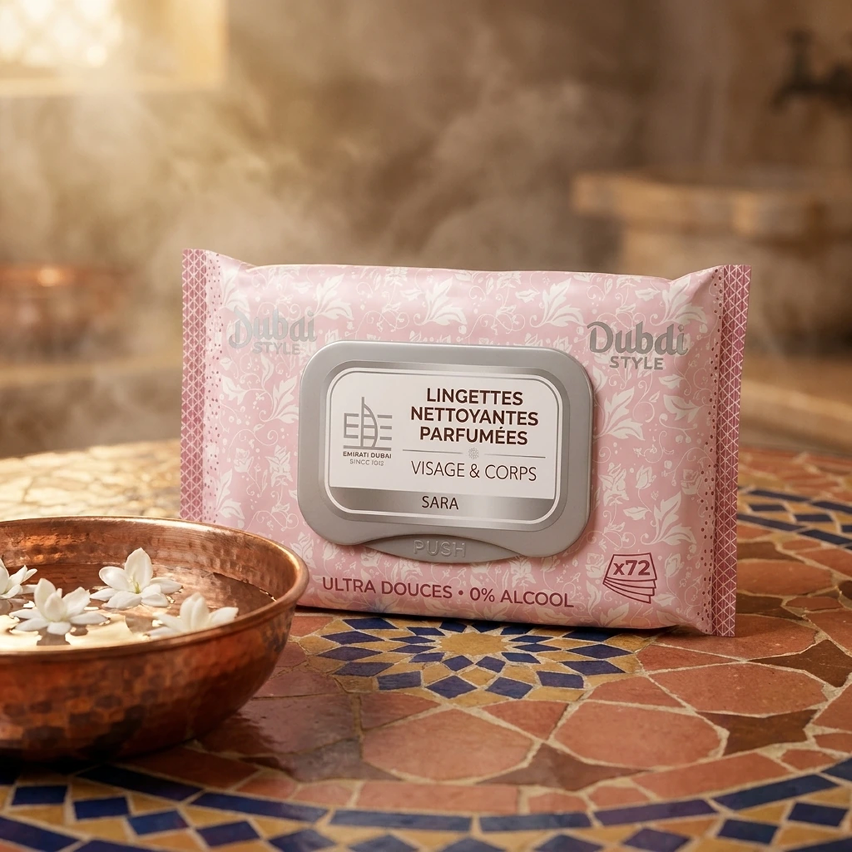 Dubai Style - Sara - Toallitas húmedas perfumadas Rostro et Cuerpo x72 Lingette