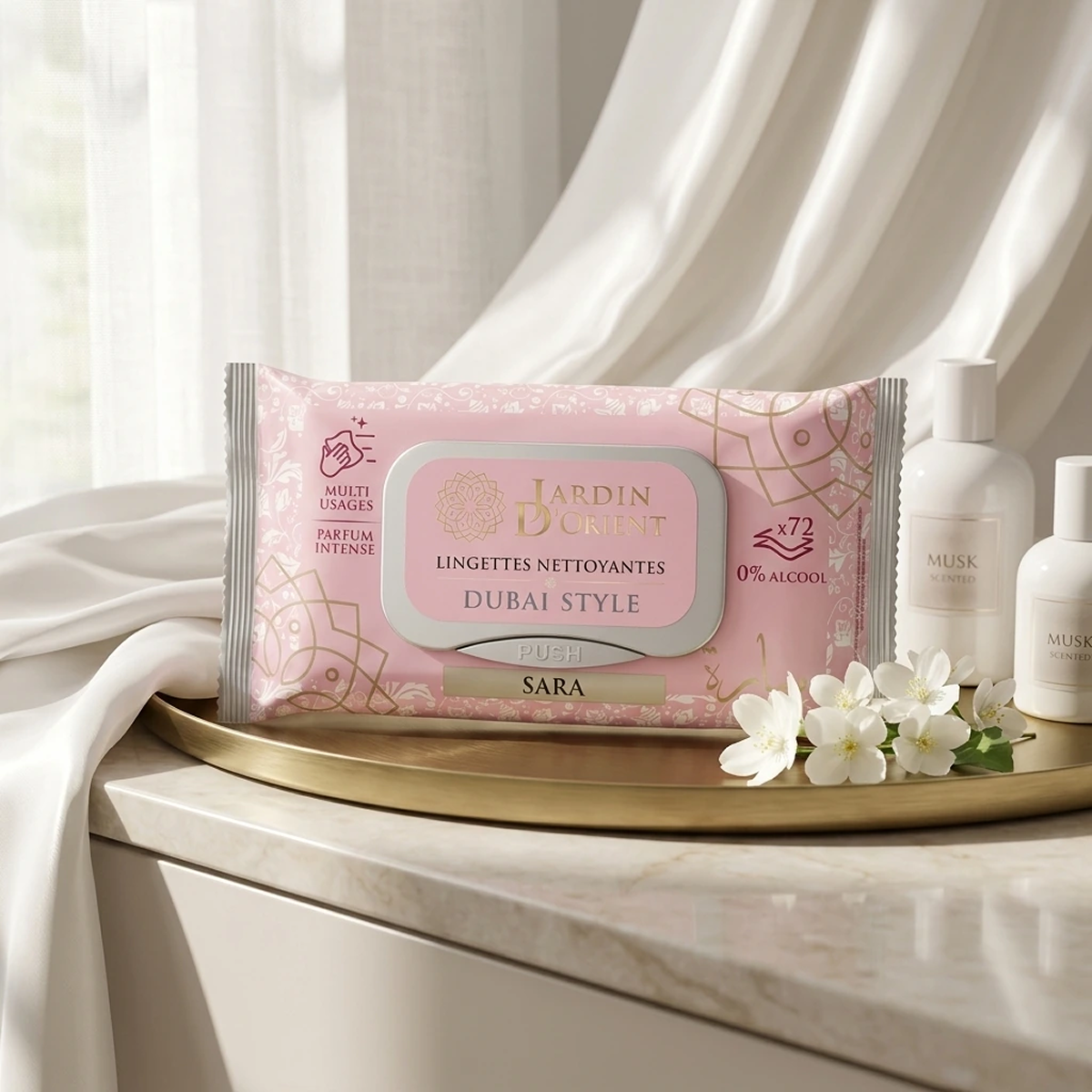 Dubai Style - Sara - Toallitas húmedas perfumadas Rostro et Cuerpo x72 Lingette