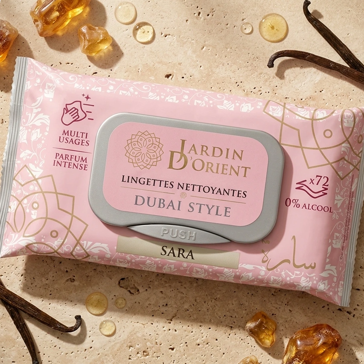 Dubai Style - Sara - Toallitas húmedas perfumadas Rostro et Cuerpo x72 Lingette