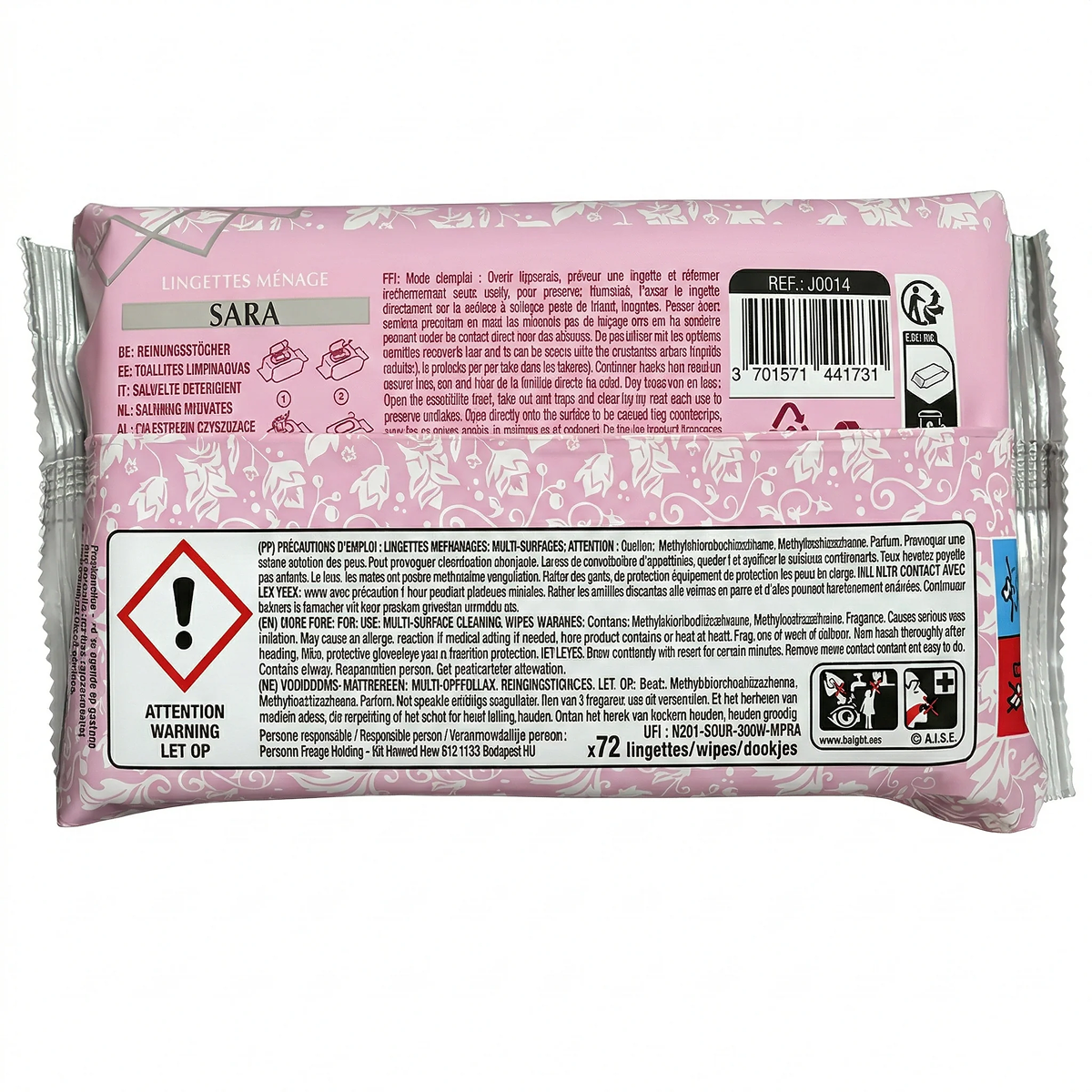 Dubai Style - Sara - Toallitas húmedas perfumadas Rostro et Cuerpo x72 Lingette