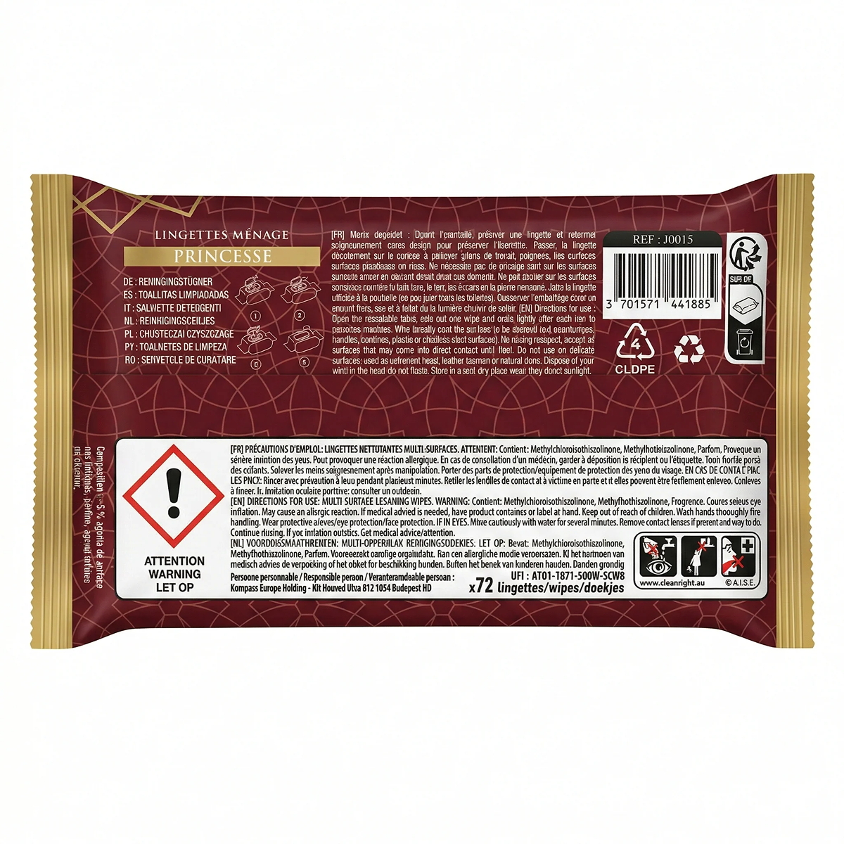 Dubai Style - Princess - Toallitas húmedas perfumadas Rostro et Cuerpo x72 Lingette