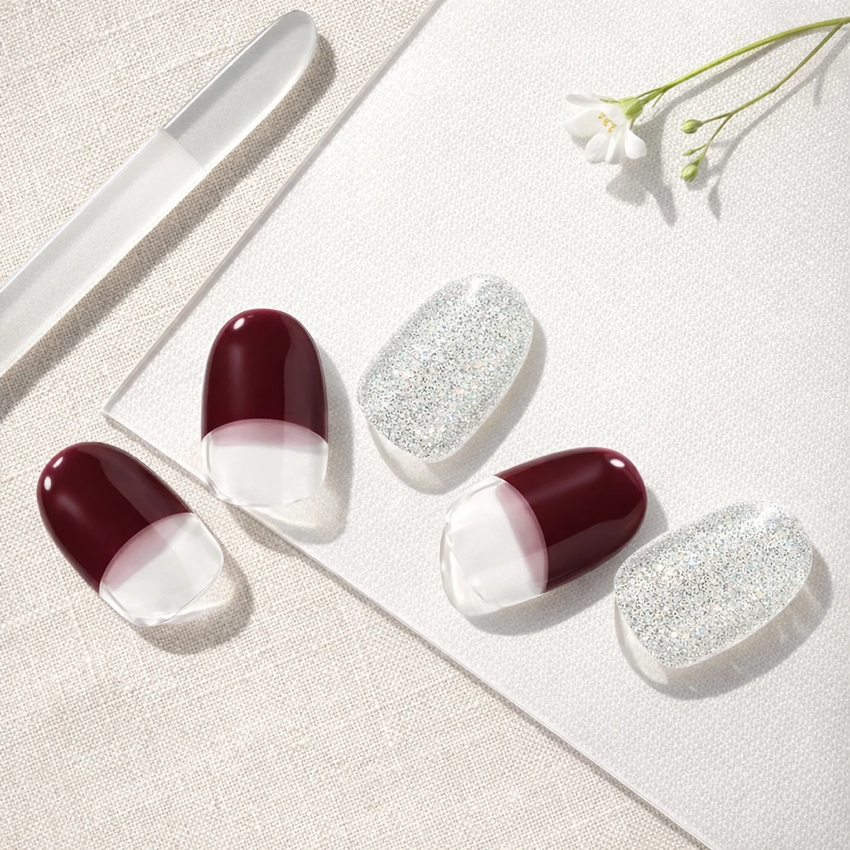 EDGE U - Glam Burgandy French - Bandes pour Ongles