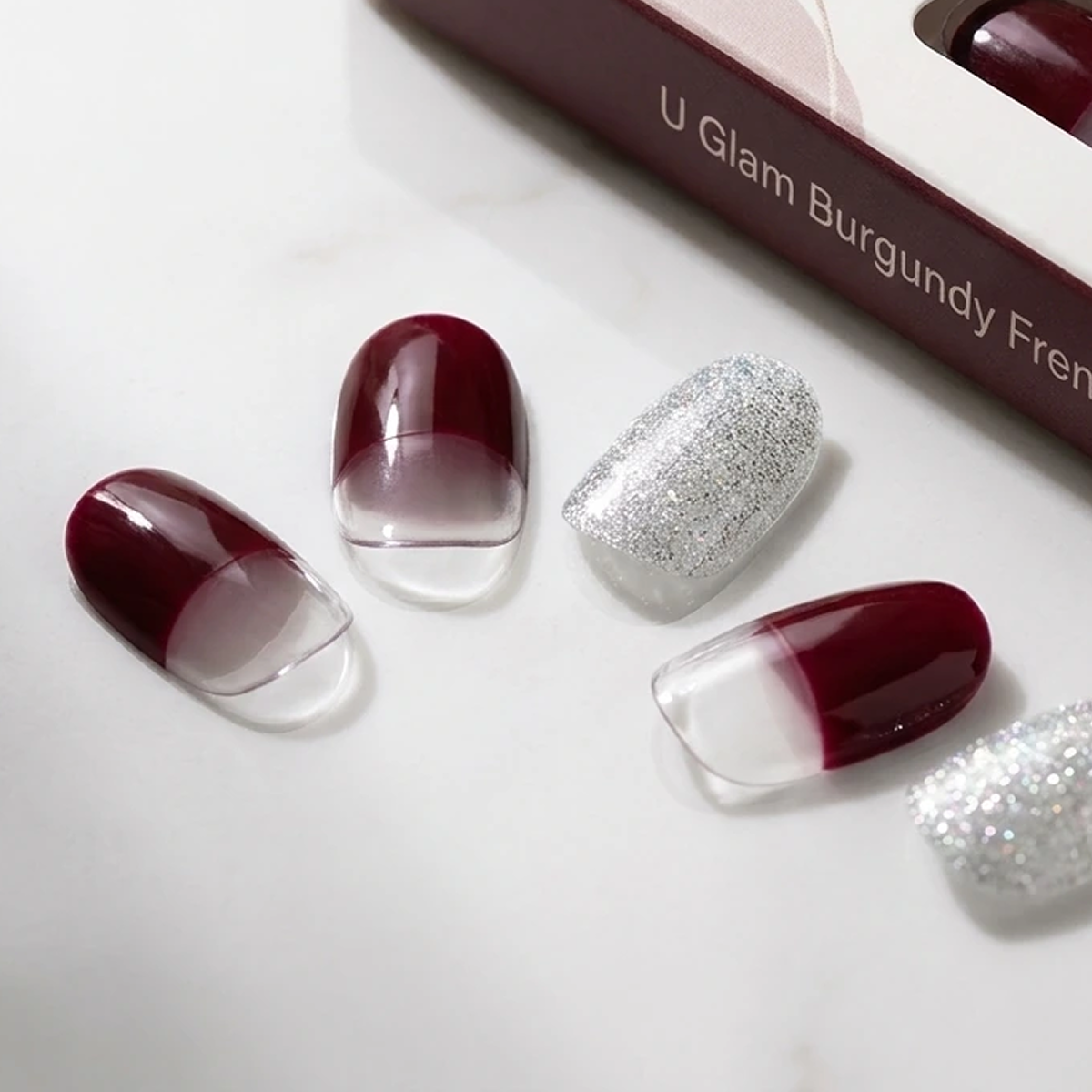 EDGE U - Glam Burgandy French - Bandes pour Ongles