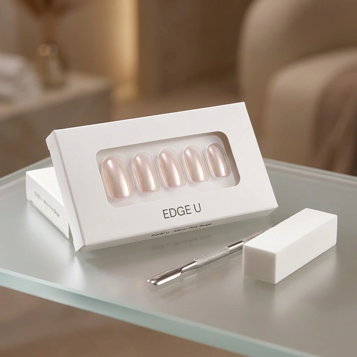 EDGE U - Mirror Pink Beige - Bandes pour Ongles