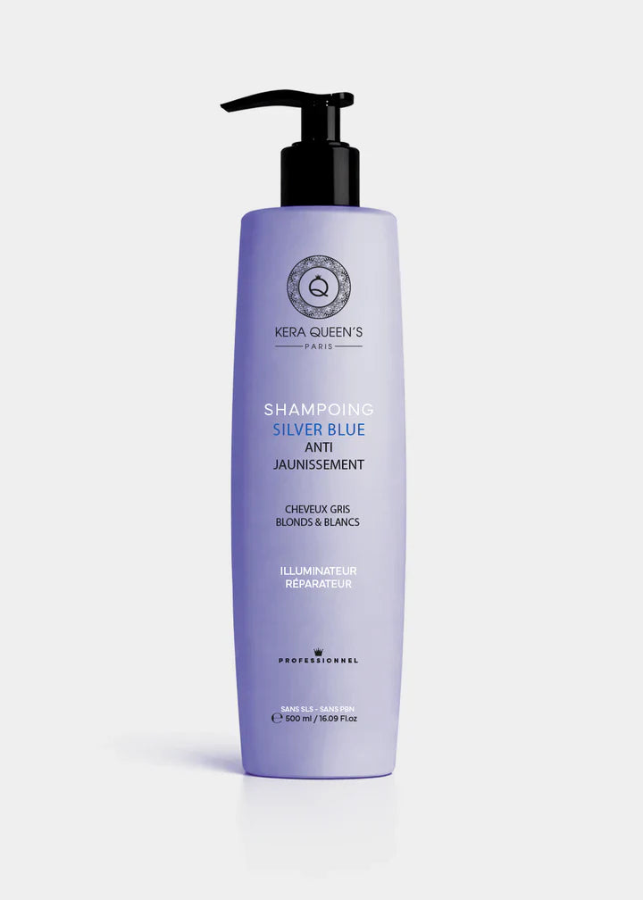 Kera Queen's - Silver Blue - Anti-Jaunissement pour Cheveux Gris-Blancs & Blonds Masque 500 ml